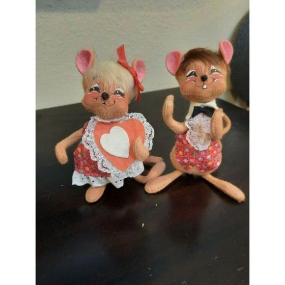 Vtg Annalee Mobilitee Dolls- Sweetheart Mouse Couple - 1998  Valentines Day Mice - Picture 7 of 10